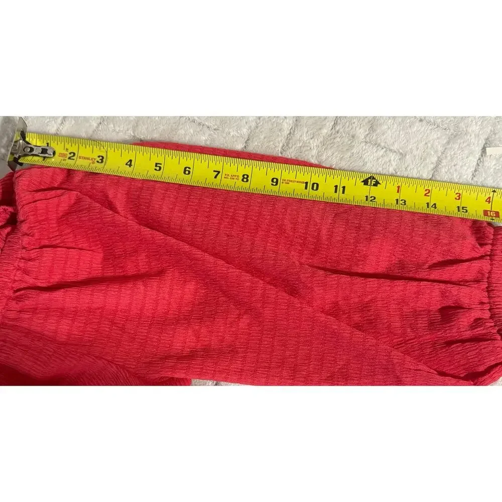 Michael Kors 2X Red Smocked Off Shoulder Peasant Blouse NWT Ruffle Hem Plus Size